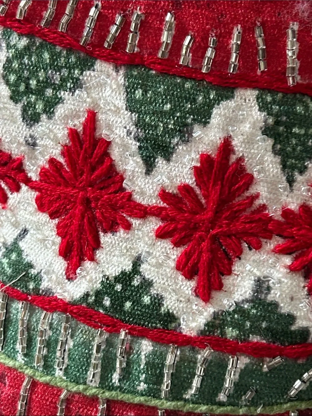 NWT! Vintage Inspired Christmas Holiday Teddy Bear Throw Pillow Beaded Sweater